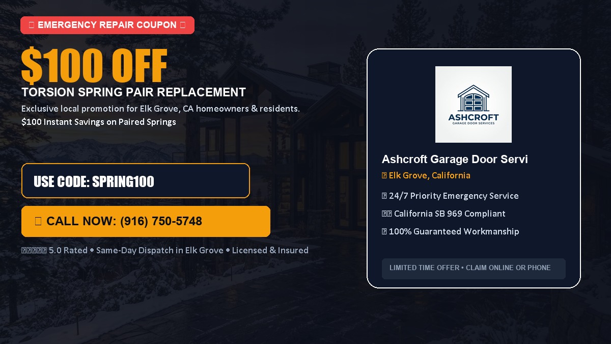 $100 OFF Heavy-Duty Torsion Spring Pair Replacement in Elk Grove, CA