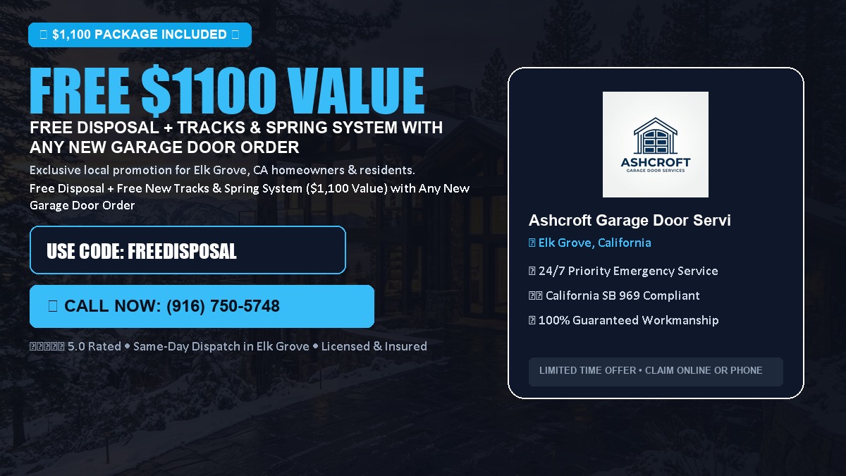 Free Disposal + Free New Tracks & Spring System with Any New Garage Door Order ($1100 Value) in Elk Grove, CA